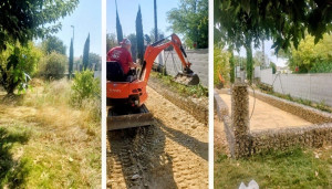 Photo de galerie - Création d'une terrain de pétanque avec gabion 