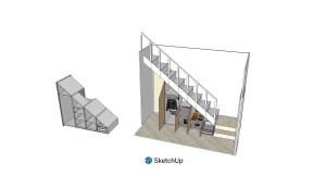 Photo de galerie - Conception 3D d'un aménagement sous escalier S/M en vu de sa fabrication et pose 