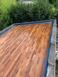 Photo de galerie - Étanchéité terrasse plate avec sable parquet étanche à l'eau et membrane EPDM 