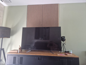 Photo de galerie - Peinture murale + pose de panneau à tasseau 