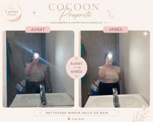 Photo de galerie - Avant / après nettoyage d’un miroir