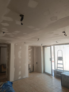 Photo de galerie - Création d' un faux plafond placo ainsi que cloisons de séparation et niches 