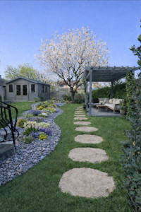 Photo de galerie - Création de massif, pose de Gazon, en rouleau, aménagement d’espace vert, Pergola, etc.