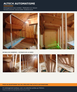 Photo de galerie - Création et aménagement d’un espace sous mezzanine en bois
Réalisation d’un aménagement intérieur sur mesure comprenant la pose d’une structure en bois, l’installation de montants verticaux, la création d’un garde-corps de sécurité et l’aménagement des ac