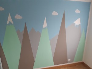 Photo de galerie - Peinture mur chambre bébé? Décor montage. Mixte, parfait pour une chambre garçon ou fille.