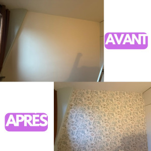 Photo de galerie - Pose de papier peint sur 1 mur 