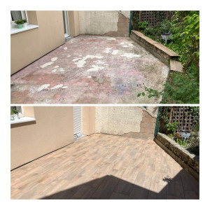 Photo de galerie - Pose de carrelage sur terrasse existante 