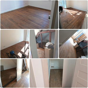 Photo de galerie - Nettoyage après notre passage . 
sol avant passe rempli de poussière blanche de tâche de peinture un peux partout. 
NETTOYAGE pas REMISE A NEUF 