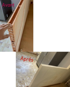 Photo de galerie - Transformation d’une cloison creuse et abîmée en une séparation propre, solide et moderne.