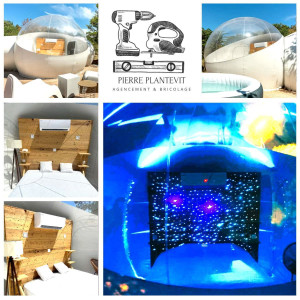 Photo de galerie - Création lit magistral pour maison bulle.