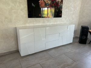 Photo de galerie - Meuble séjour 250 cm enfilade 3 tiroirs et 4 portes 