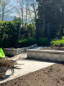 Photo de galerie - Muret et pose de clôture 