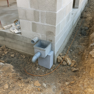 Photo de galerie - Mise à la terre dès les fondations Installation de la câblette de terre pour une maison neuve, garantissant sécurité et conformité électrique.