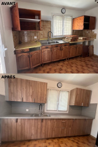 Photo de galerie - Pose cuisine Leroy Merlin avec reprise de la plomberie eau chaude/froide évacuation neuve