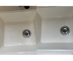 Photo de galerie - évier avec trace imprégner après évier comme neuf 