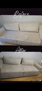 Photo de galerie - Nettoyage profond canapé en velours côtelé  beige 