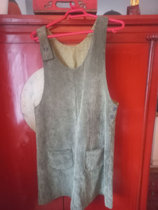 Photo de galerie - Robe  chasuble velours mille raies