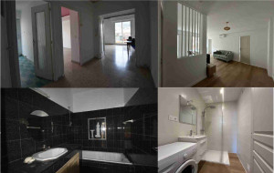 Photo de galerie - Rénovation à petit budget d'un petit appartement. Nous avons combiné la cuisine avec le salon et créé deux chambres