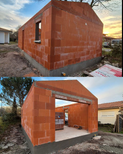 Photo de galerie - Création studio 60m².
passage sanitaire, dallage et élévation de la structure 