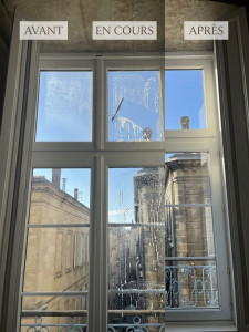 Photo de galerie - Vitrerie avant en cours et après