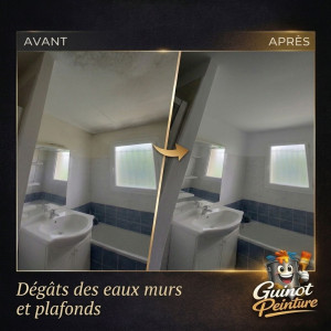 Photo de galerie - Remise en état du plafond et des murs après un dégât des eaux.
