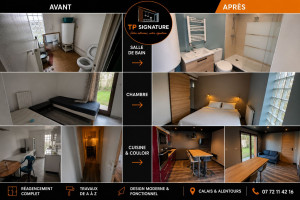 Photo de galerie - Rénovation complète d un studio meublé. 
électricité, plomberie, isolation, cuisine, salle de bain, sol. 