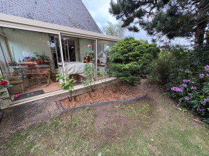 Photo de galerie - Remise au propre d’un massif avec paillage en copeaux 