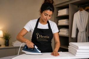 Photo de galerie - Organisée, je prends soin de votre linge avec un repassage impeccable et respectueux de chaque textile. Vos vêtements vous sont rendus parfaitement lisses, pliés ou sur cintre.