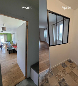 Photo de galerie - Casse cloison 
Pose verriere 
Pose carrelage sol