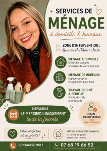 Photo de galerie - ? MÉNAGE À DOMICILE – DISPONIBLE LE MERCREDI ?
✨ Ménage régulier
✨ Aspirateur et lavage des sols
✨ Dépoussiérage
✨ Nettoyage de la cuisine et de la salle de bain
✨ Entretien général de votre intérieur

? Disponible le mercredi
? Secteur : Andres +20km