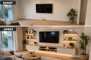 Photo de galerie - Monter meuble tv et étagère 