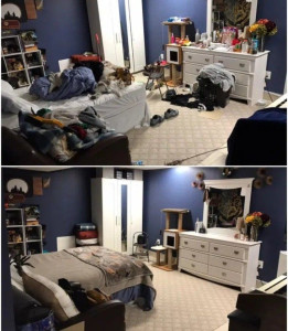 Photo de galerie - Voici une chambre refaite au propre et au carré. 
une entraide, un coup de pouce, peu raviver un esprit et un lieu plus sein