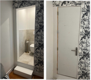 Photo de galerie - Pose d’une porte sur mesure avec encombrement minimum car ouverture de 58cm