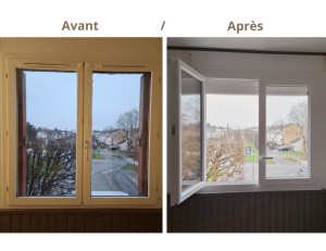 Photo de galerie - Rénovation fenêtre bois par une fenêtre pvc plus rajout d'un volet roulant solaire 