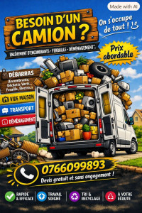 Photo de galerie - ? BESOIN D’UN CAMION ? ON S’OCCUPE DE TOUT !
Vous avez besoin de débarrasser, transporter ou évacuer des objets ? Multi Service Express vous propose un service rapide, sérieux et à prix abordable.
✅ Débarras : meubles, encombrants, déchets verts, ferrail