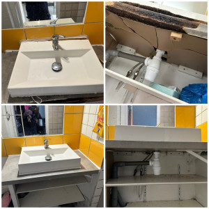 Photo de galerie - Remplacement d’un plan de travail support lavabo 