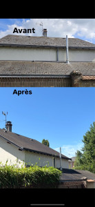 Photo de galerie - Nettoyage toiture manuelle avec traitement de produits ✅