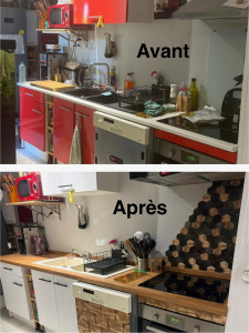 Photo de galerie - Rénovation cuisine ( changement plan de travail, évier et repeint la cuisine) plus crédence