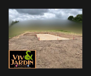 Photo de galerie - Création d’un boulodrome 12x4 en finition beige avec sortie pour futur éclairages. 