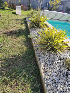 Photo de galerie - Nettoyage et désherbage du contour de la piscine, entretien régulier. 