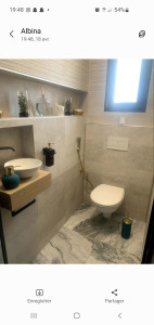 Photo de galerie - Installation de toilette suspendu avec le carrelage 