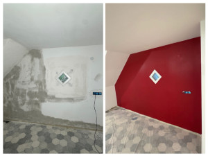 Photo de galerie - Avant après pan de mur salon