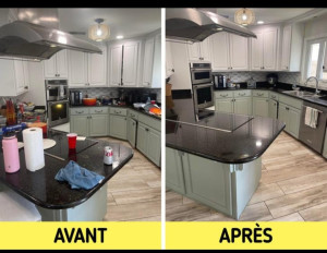 Photo de galerie - Cette photo illustre un néttoyage complet avec un résusltat avant/apres ,mettant en valeur des sufaces propres,brillantes et parfaitement entretenues.