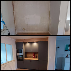 Photo de galerie - Pose cuisine Leroy Merlin + modification électrique avec pose spots 