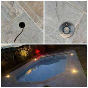 Photo de galerie - Pose de spots 12V autour d’une piscine 
