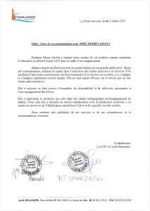 Photo de galerie - Lettre de recommandation 