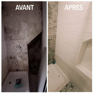 Photo de galerie - Rénovation complet de la douche avec plomberie, carrelage, peinture et insolation