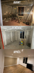Photo de galerie - Rénovation totale d’une chambre ( placo, isolation, bande, peinture , menuiserie , revêtement de sol)