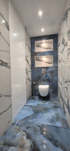 Photo de galerie - Rénovation wc suspendu plomberie placo carrelage
 