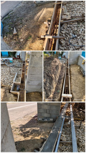Photo de galerie - Seuil de portail coulissant 
Terrassement fait par le client.
Coffrage, ferraillage et coulage faits par moi.